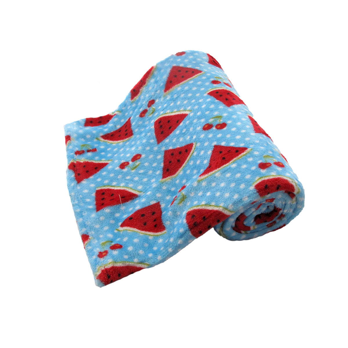 Girls Cute Ultra Soft Coral Fleece Throw 127 x 152cm Watermelon & Cherries - SuperSaverAU - view 1