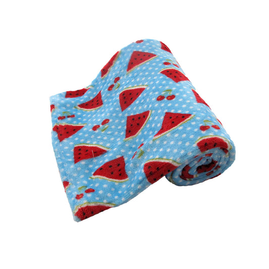 Girls Cute Ultra Soft Coral Fleece Throw 127 x 152cm Watermelon & Cherries