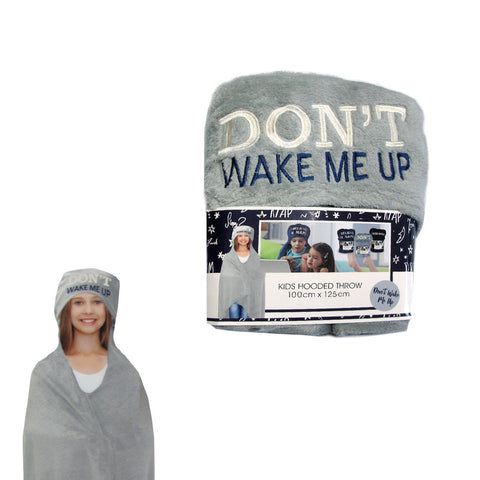 Kids Embroidered Hooded Throw Rug 100 x 125cm Grey - Soft, Washable, Durable - SuperSaverAU - view 1