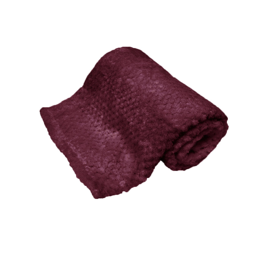 180GSM Soft Popcorn Coral Fleece Throw Rug 127 x 152cm - Solid Colour Design, Australia - SuperSaverAU - view 1