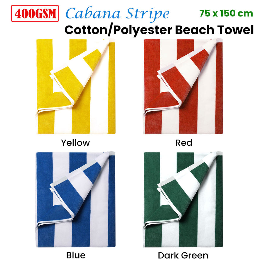 400GSM Cabana Stripe Beach Towel 75 x 150 cm - Cotton Polyester, Made in India - SuperSaverAU - view 1
