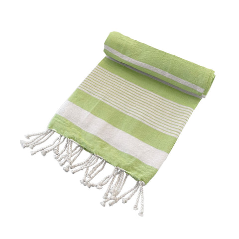 Cotton Rich Large Turkish Beach Towel with Tassels 80cm x 155cm Green - SuperSaverAU - view 1