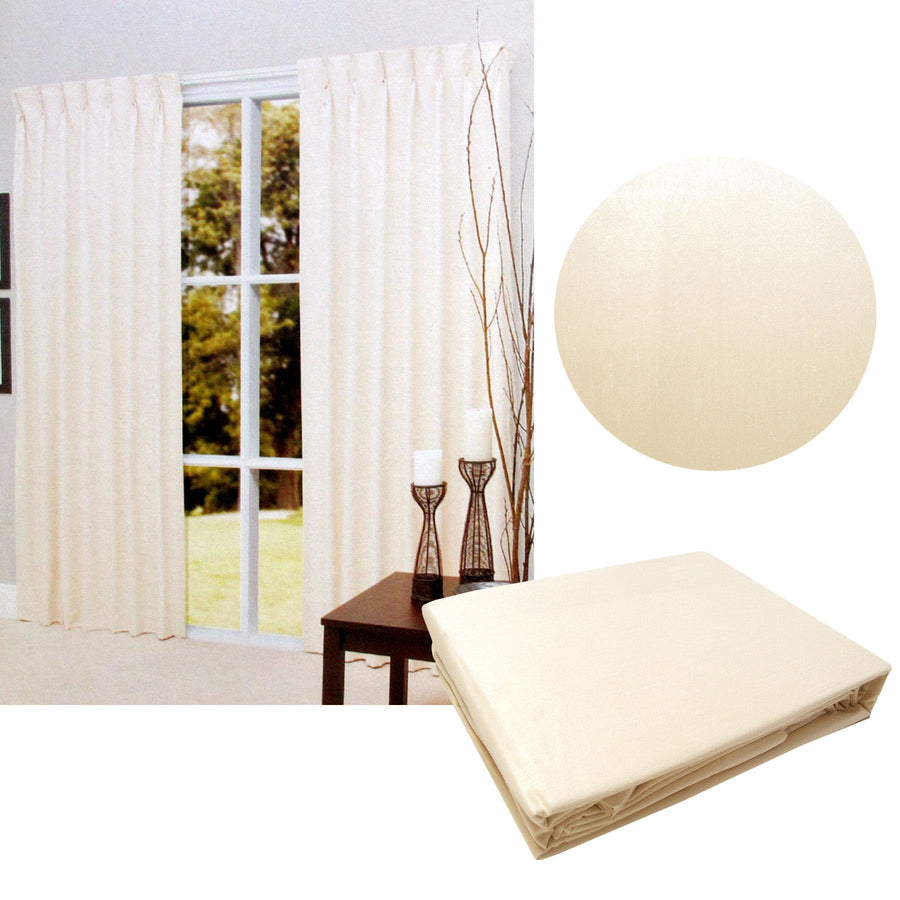 Cream Blockout Pinch Pleat Curtains, 90 x 213cm, Insulated Polyester, 2 Pack - SuperSaverAU - view 1