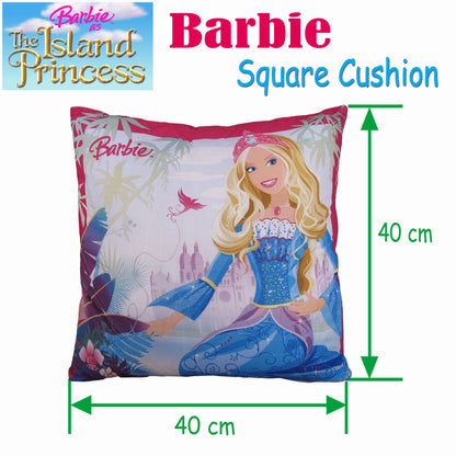 Disney Barbie Filled Square Cushion - 40 x 40 cm, Printed Design, Machine Washable