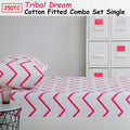 Tribal Dream 250TC 100% Cotton Fitted Combo Set Single - Hot Pink Design - SuperSaverAU - view 2