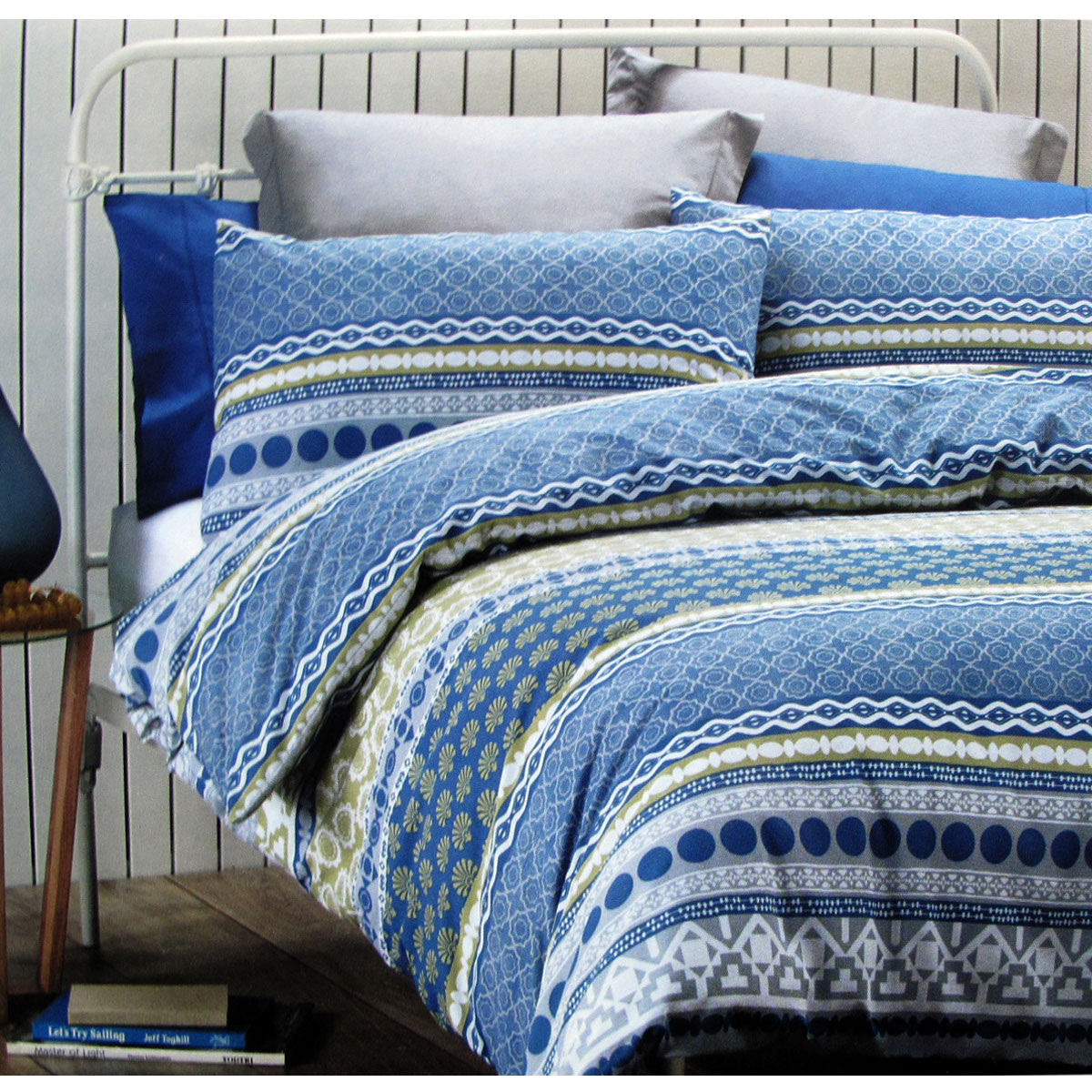 Belmondo Angelique Easy Care Quilt Cover Set King - Geometric Print Design - SuperSaverAU - view 1