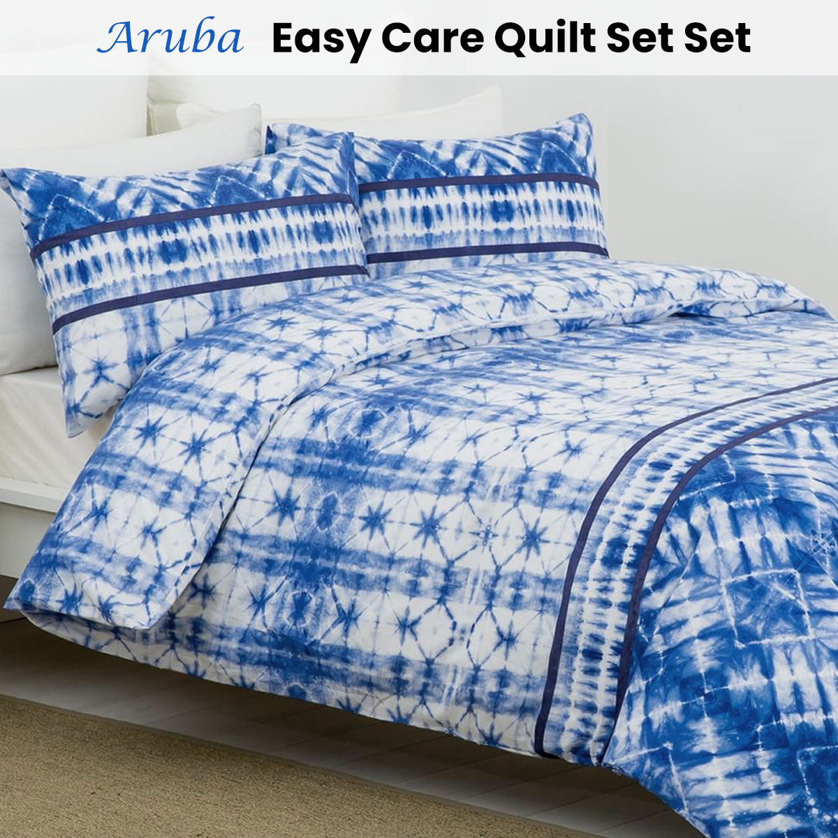 Belmondo Aruba Quilt Cover Set King - Tie-Dye Design, Easy Care, Polyester Cotton - SuperSaverAU - view 1