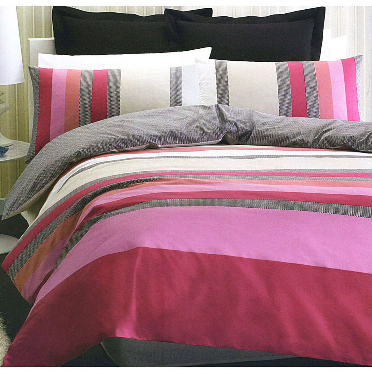 Belmondo Cavalli Quilt Cover Set King - Striped Polyester Cotton, Modern Design - SuperSaverAU - view 1
