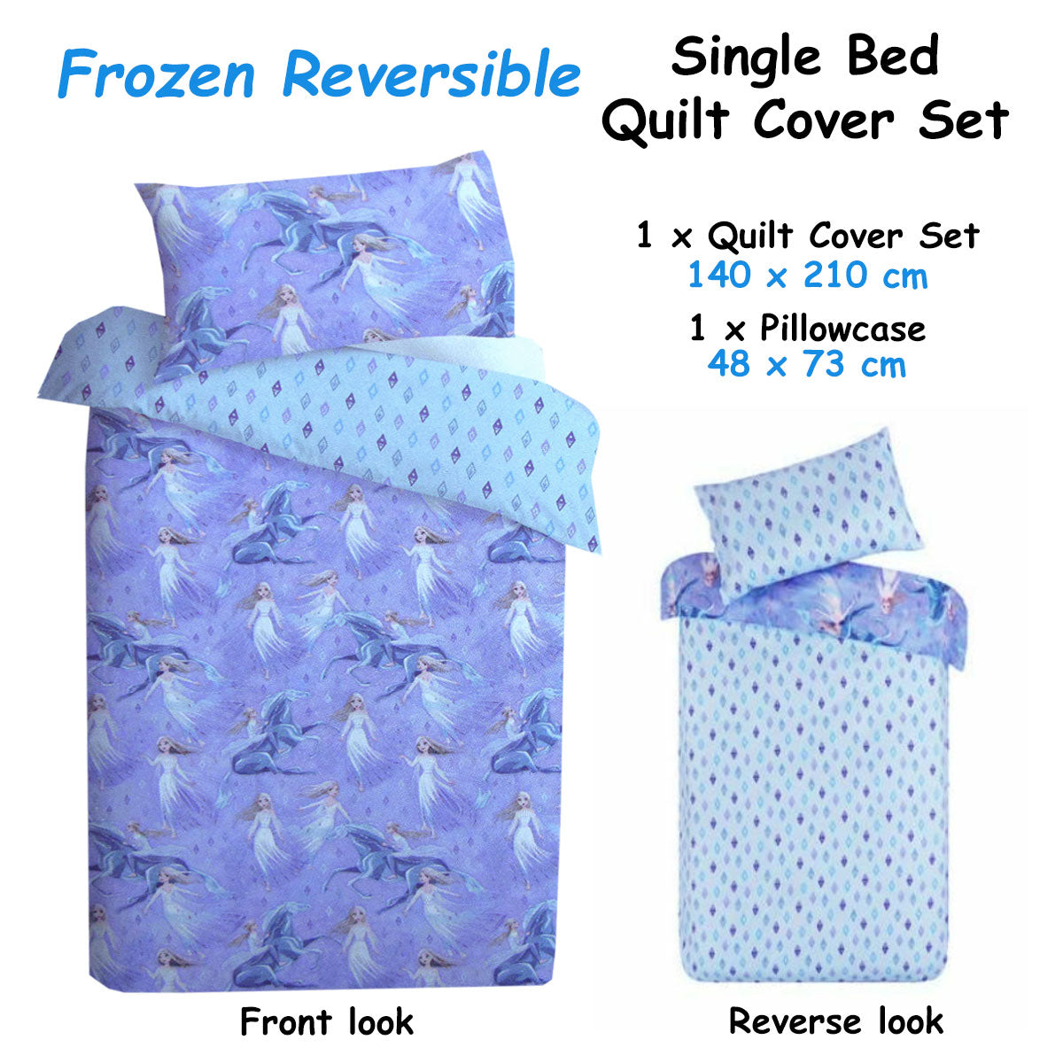 Caprice Disney Frozen Elsa Reversible Quilt Cover Set Single 140x210 cm - SuperSaverAU - view 2