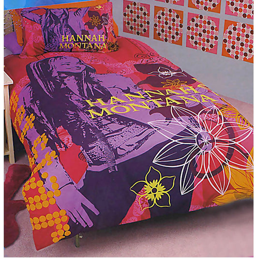 Disney Hannah Montana Purple Quilt Cover Set Single - Teen Icons Print, Polyester Cotton