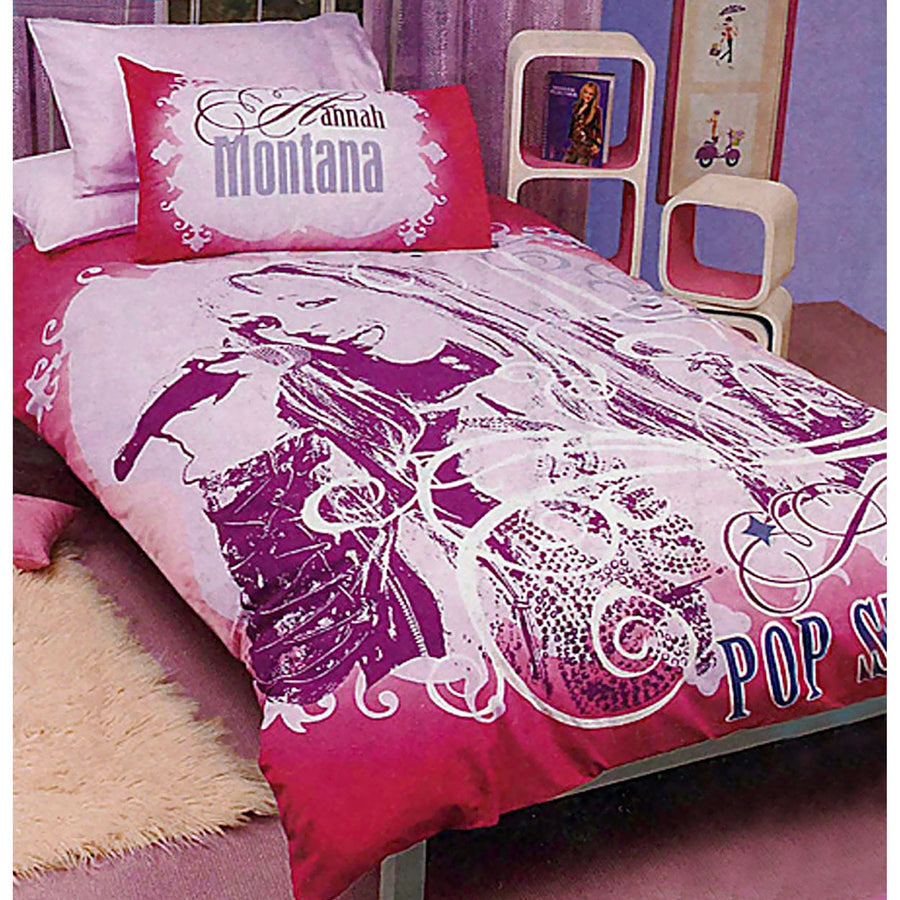 Disney Hannah Montana Pop Star Quilt Cover Set Single - Polyester Cotton, Colorful Design - SuperSaverAU - view 1