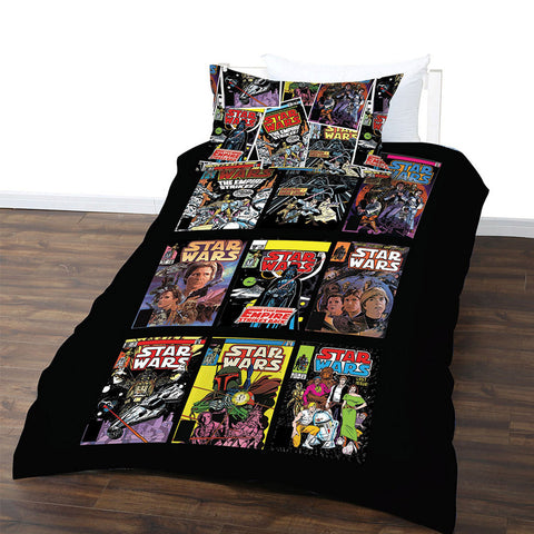 Star Wars Comics Quilt Cover Set Double - Polyester, Machine Washable, Colorful Design - SuperSaverAU - view 1