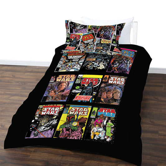 Star Wars Comics Quilt Cover Set Double - Polyester, Machine Washable, Colorful Design