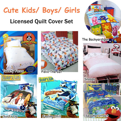 Surf's Up Licensed Quilt Cover Set Single - 140 x 210 cm, Polyester Cotton Blend