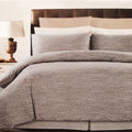 Weaves Coffee Easy Care Quilt Cover Set Queen - Weave Design, Polyester - SuperSaverAU - view 1