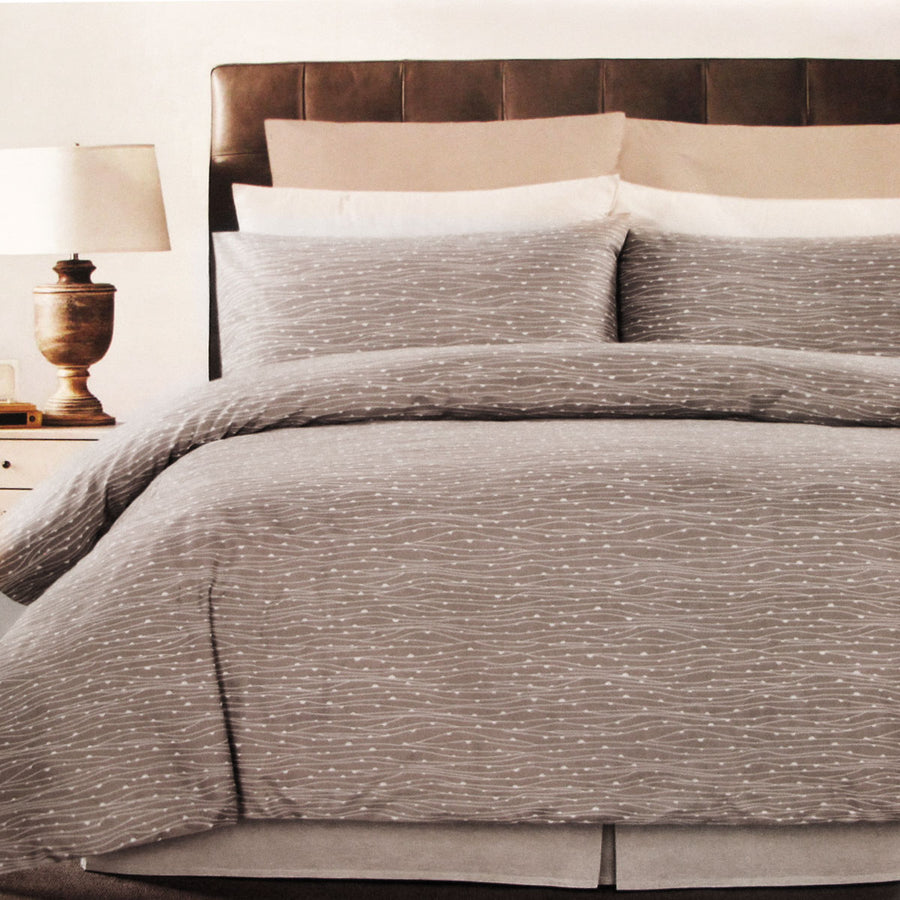 Weaves Coffee Easy Care Quilt Cover Set Queen - Weave Design, Polyester - SuperSaverAU - view 1