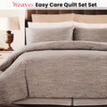 Weaves Coffee Easy Care Quilt Cover Set Queen - Weave Design, Polyester - SuperSaverAU - view 2