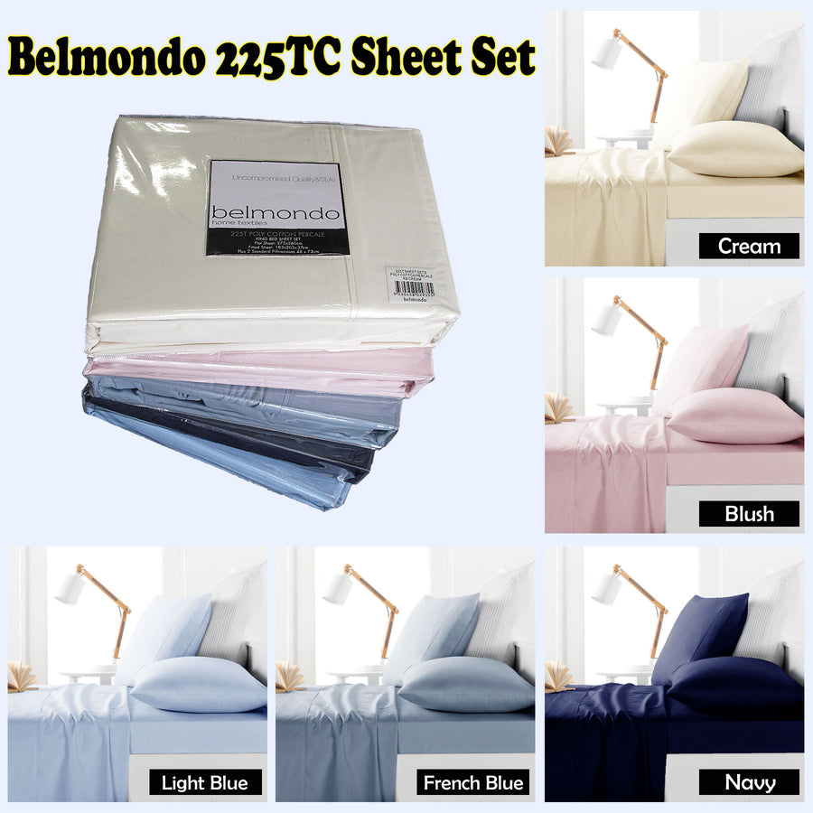 Belmondo 225TC Cream Sheet Set - King Size, Easy Care, Machine Washable - SuperSaverAU - view 1