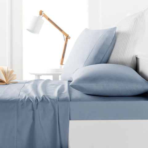 Belmondo 225TC Sheet Set - French Blue - Queen - Easy Care, Machine Washable - SuperSaverAU - view 1