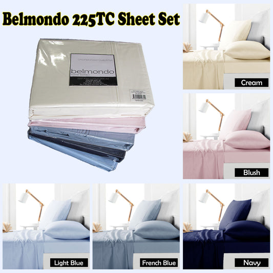 Belmondo 225TC Navy Sheet Set - Queen, Easy Care, Machine Washable
