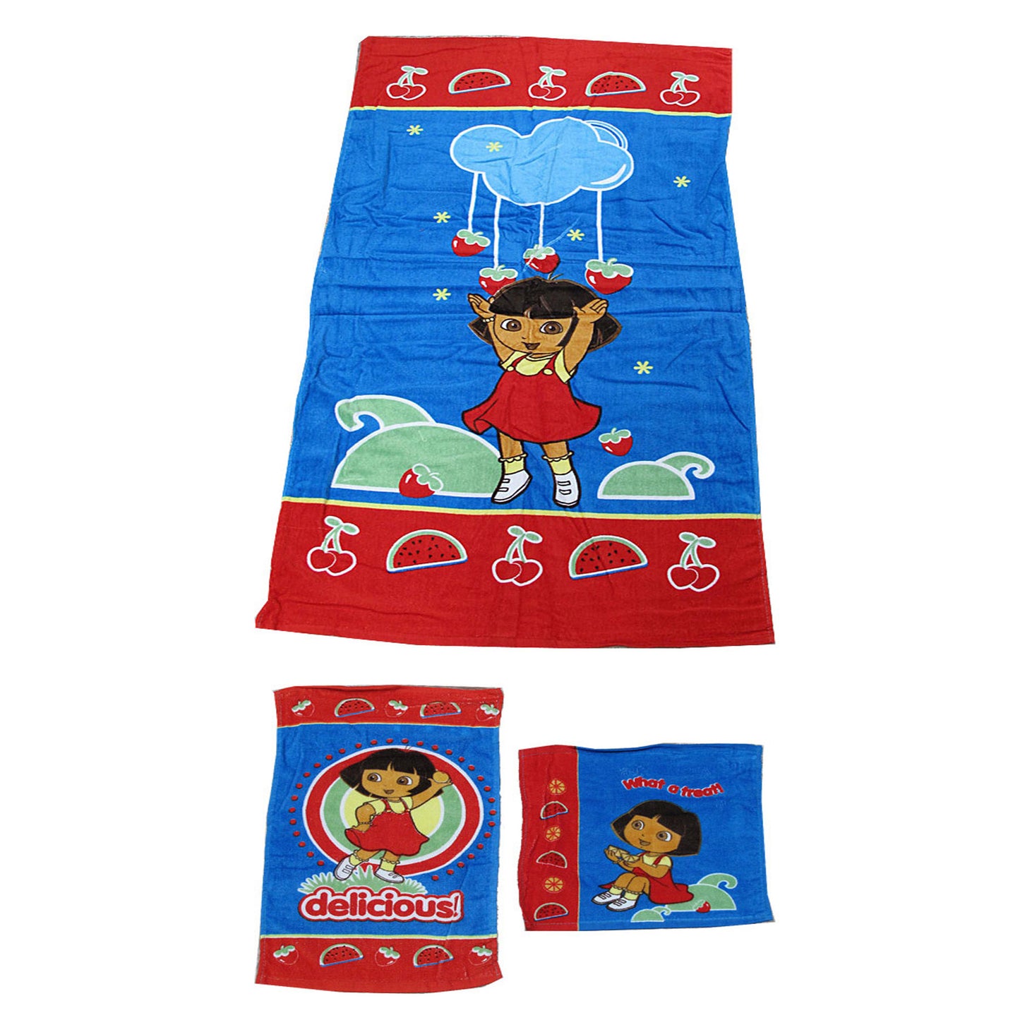 Dora the Explorer 3 Pce Kids Beach Towel Set - 60x120 cm, Soft Cotton