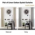 Designers Choice Linen Cotton Coated Eyelet Curtains Natural 140 x 213cm - SuperSaverAU - view 1