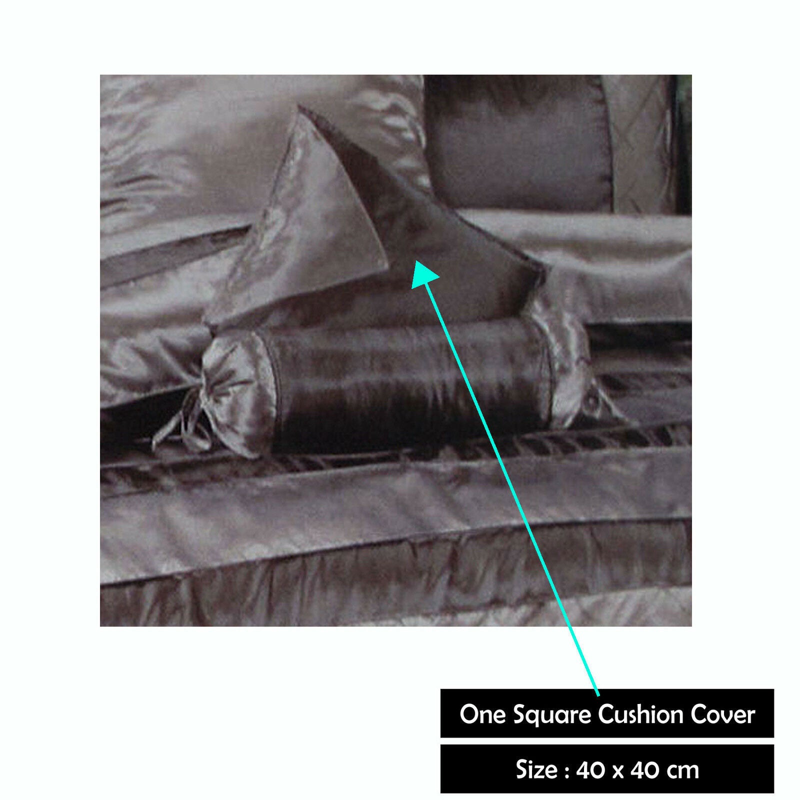 Boudoir Caledonia Black Silver Cushion Cover 40 x 40cm with Pintucking Design - SuperSaverAU - view 2