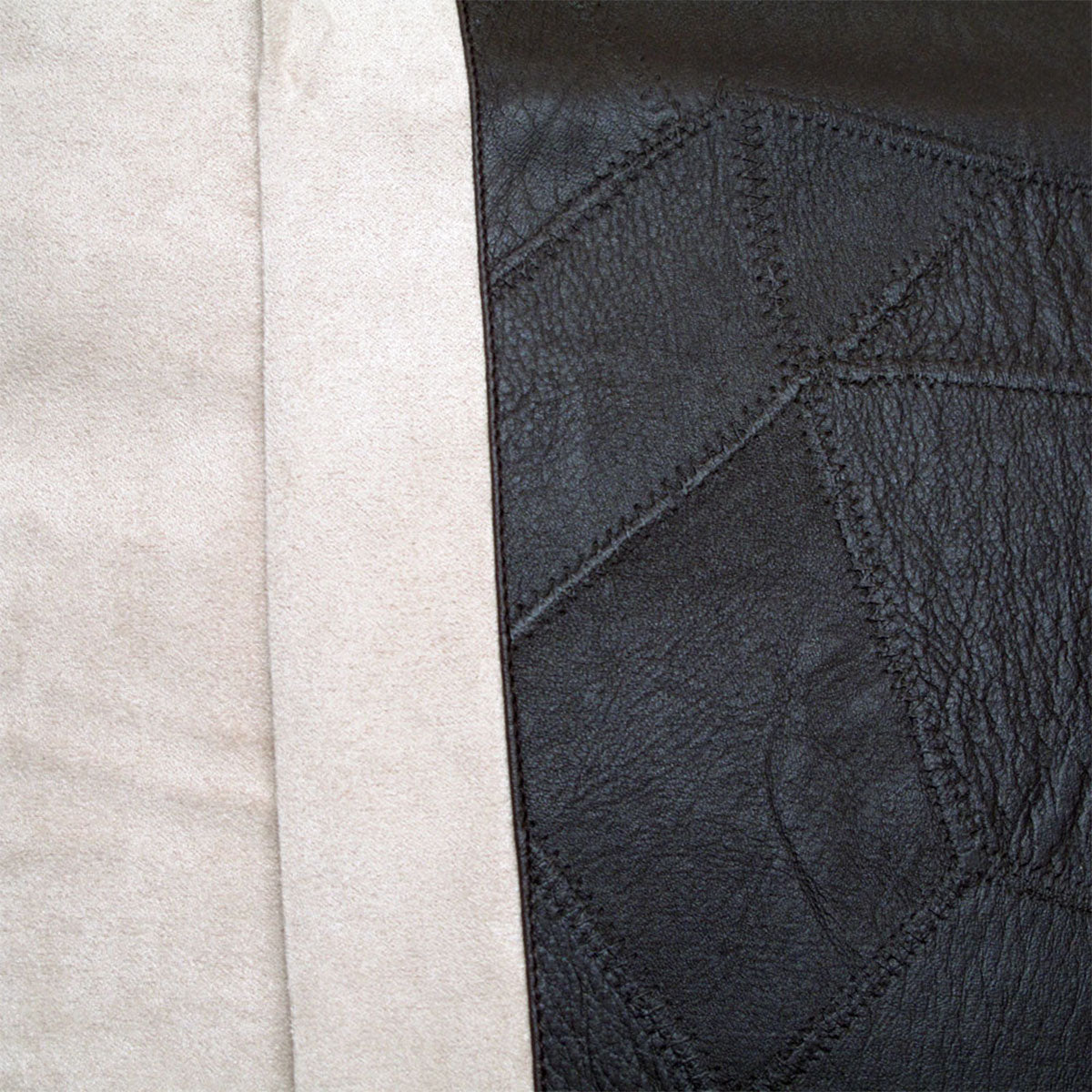 Phase 2 Faux Suede/Faux Leather Square Cushion Cover 40 x 40 cm - Latte & Chocolate - SuperSaverAU - view 1