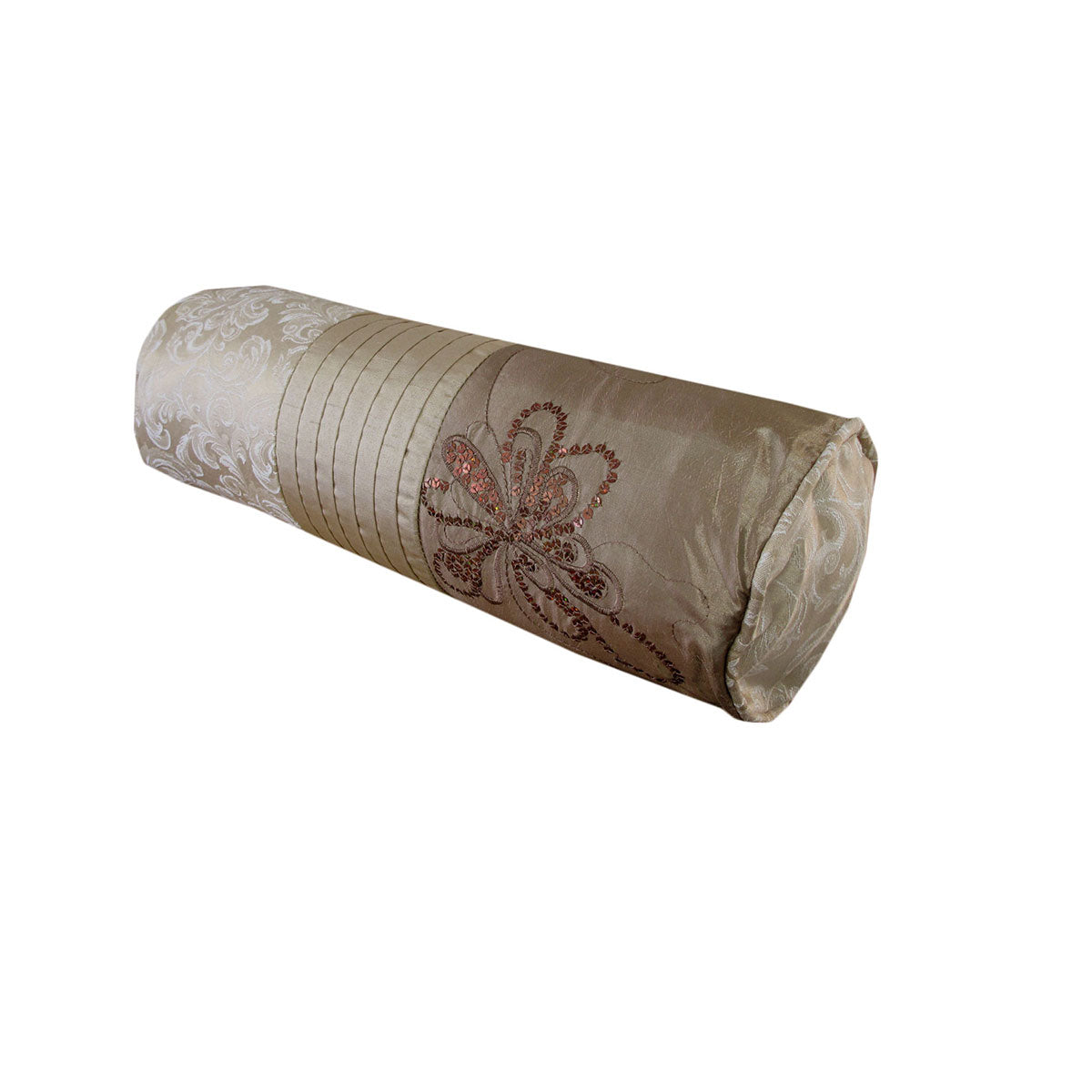 Phase 2 Bella Linen Neckroll Cover 15 x 48 cm - Pintucking/Sequins Design - SuperSaverAU - view 1