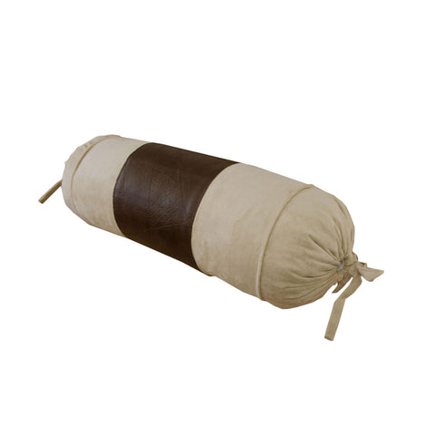 Phase 2 Faux Suede/Faux Leather Neckroll Cover 15 x 35 cm - Latte & Chocolate - SuperSaverAU - view 1