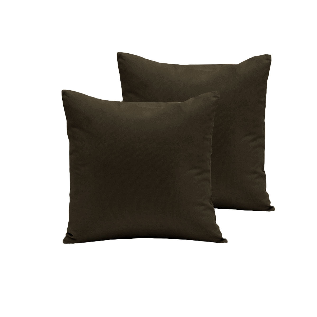 Pair of Polyester Cotton European Pillowcases 65 x 65 cm - Chocolate, Solid Design