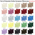 Polyester Cotton European Pillowcases 65 x 65 cm - Solid Colour Design, Ivory - SuperSaverAU - view 2