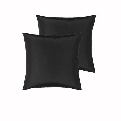 PepperMill Satin Pillowcases Pair 66cm x 66cm Black - Soft, Machine Washable