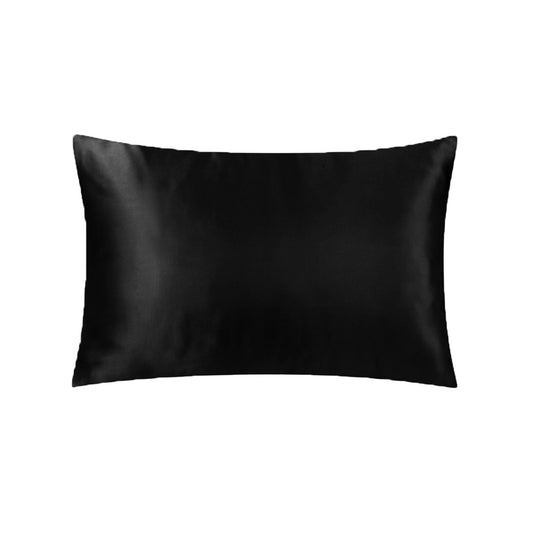Satin Standard Pillowcase Black 48 x 74 cm - Soft Polyester, Solid Colour Design