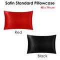 Satin Standard Pillowcase Black 48 x 74 cm - Soft Polyester, Solid Colour Design - SuperSaverAU - view 2