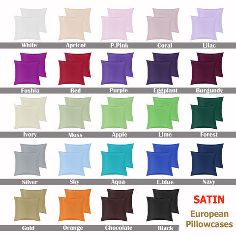 PepperMill Satin Pillowcases Pair 66cm x 66cm - Soft, Machine Washable, Ivory - SuperSaverAU - view 1