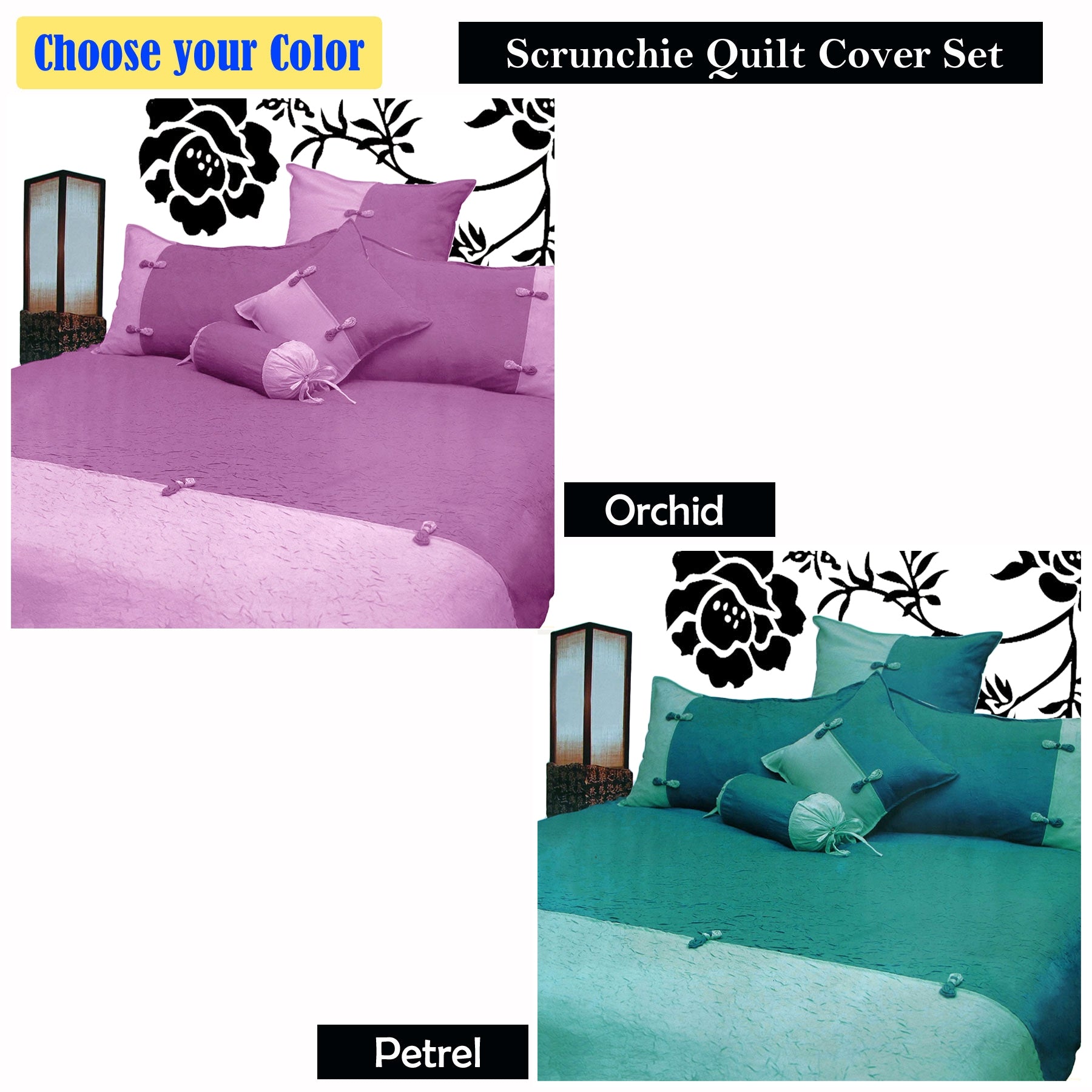 Phase 2 Scrunchie Quilt Cover Set Queen - Oriental Applique Design, Easy Care - SuperSaverAU - view 1
