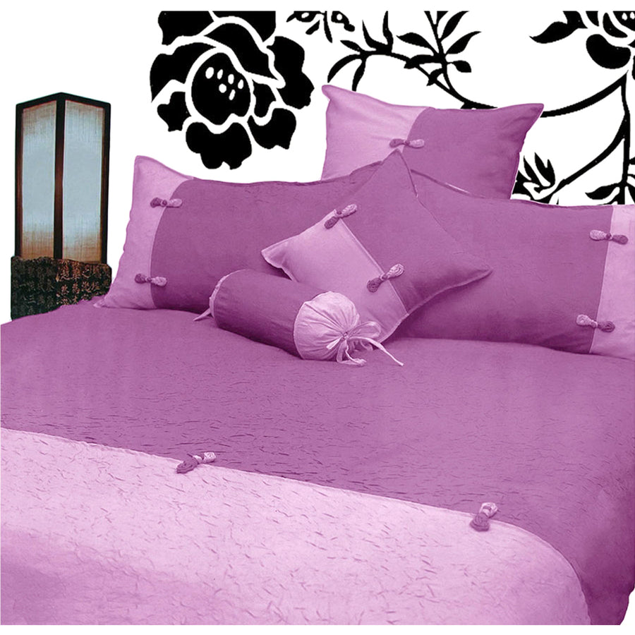 Phase 2 Scrunchie Quilt Cover Set Single - Oriental Applique Design, Orchid - SuperSaverAU - view 1