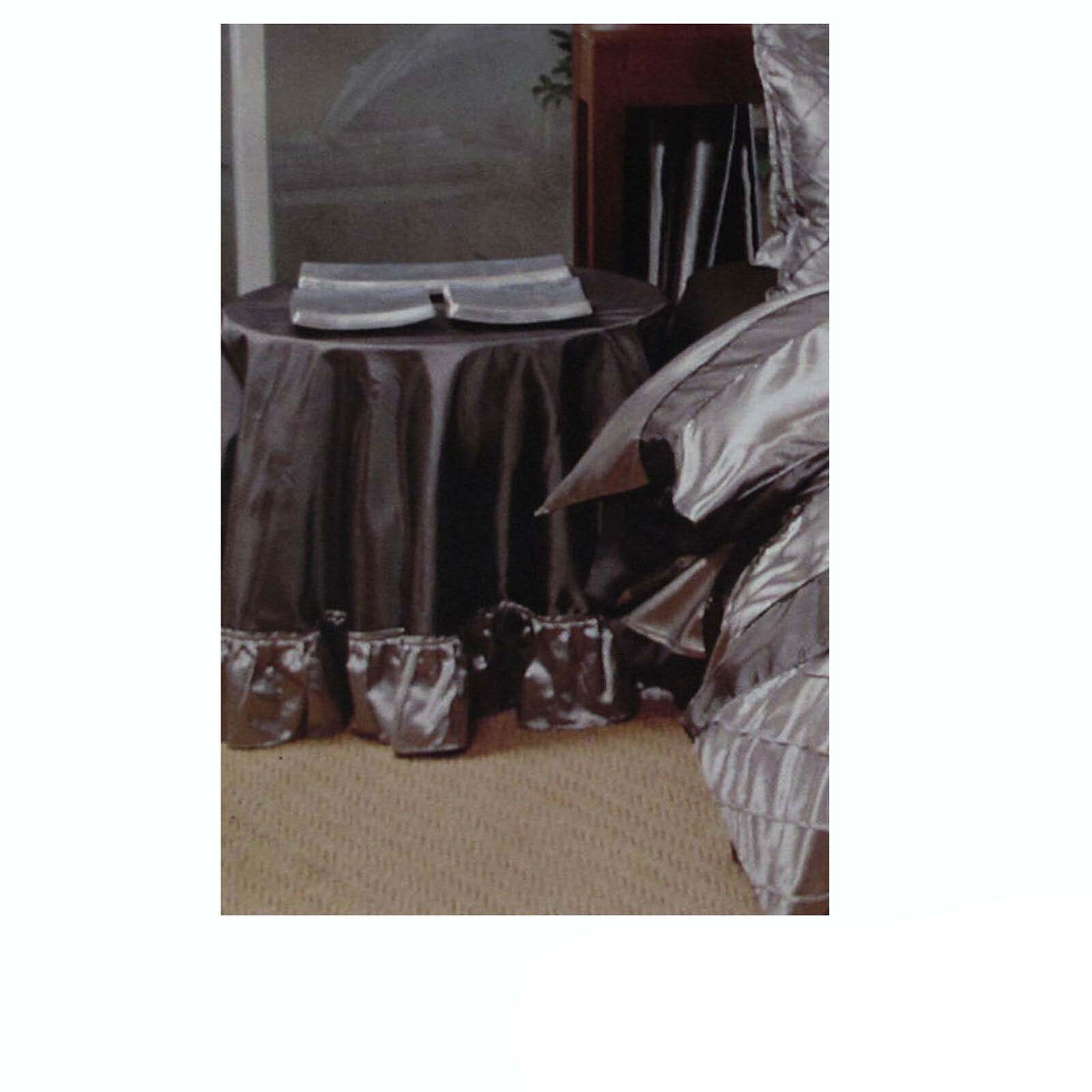 Boudoir Caledonia Black Silver Round Tablecloth 180cm - Pintucking Design - SuperSaverAU - view 1