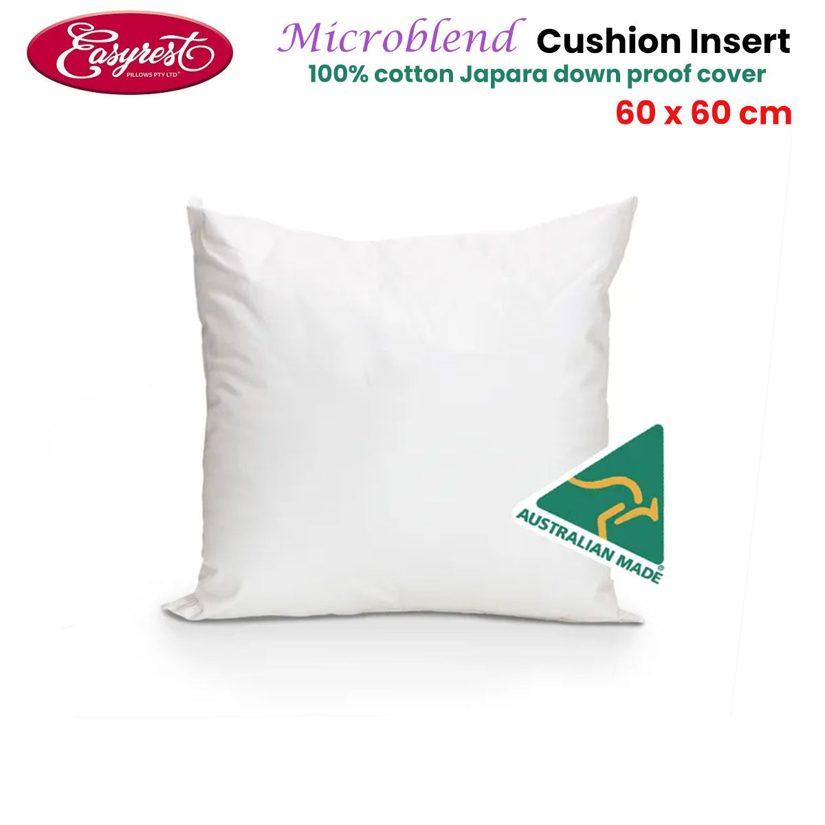 Easyrest Microblend Cushion Inserter 60 x 60cm - Hypoallergenic, Machine Washable - SuperSaverAU - view 1