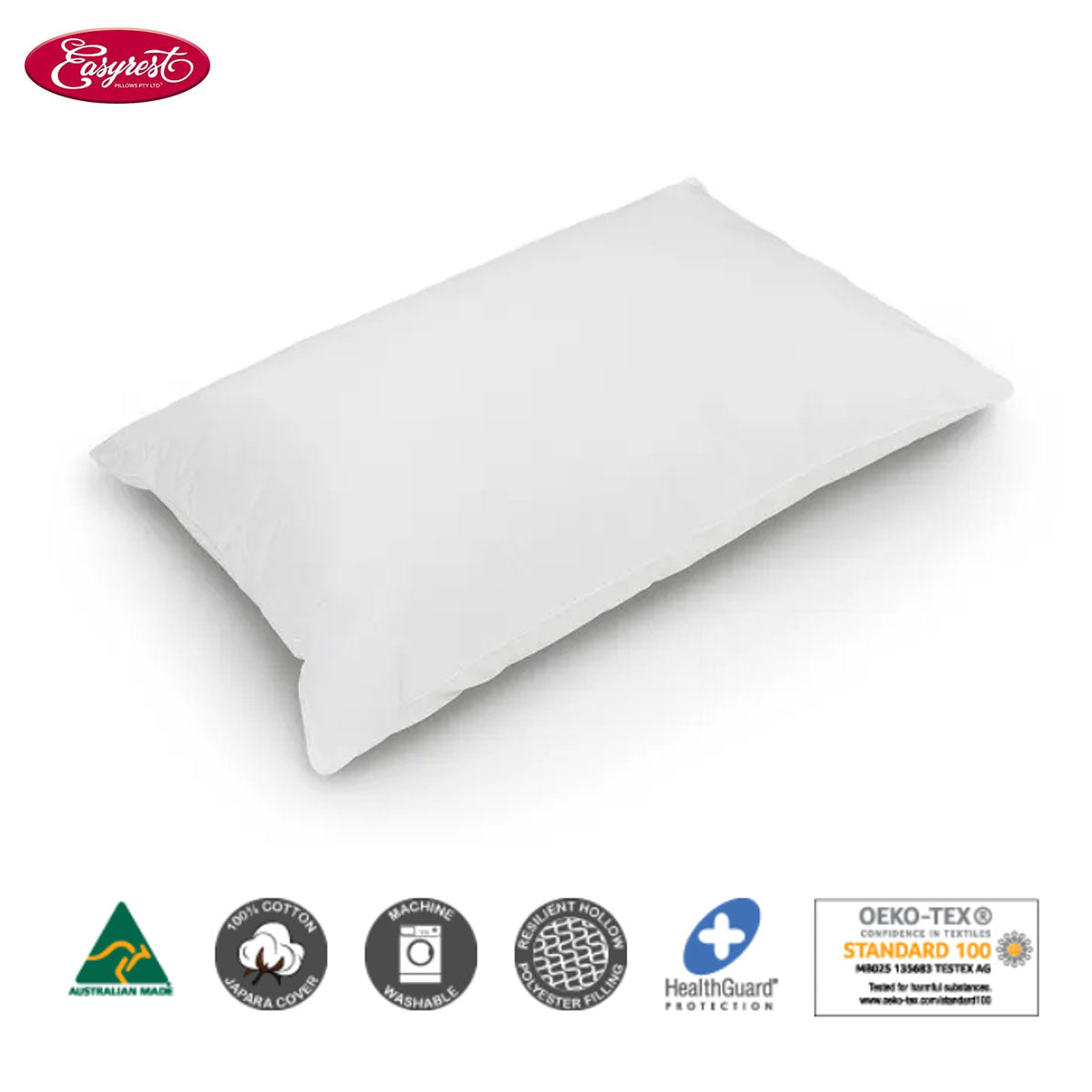 Easyrest BioFresh Allergy Sensitive Medium Pillow 48 x 73 cm - Cotton Cover, Healthguard Treatment - SuperSaverAU - view 2