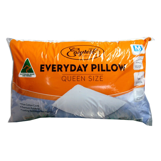 Easyrest Queen Sized Pillow - 100% Pure Cotton Cover, Hollow Polyester Fill