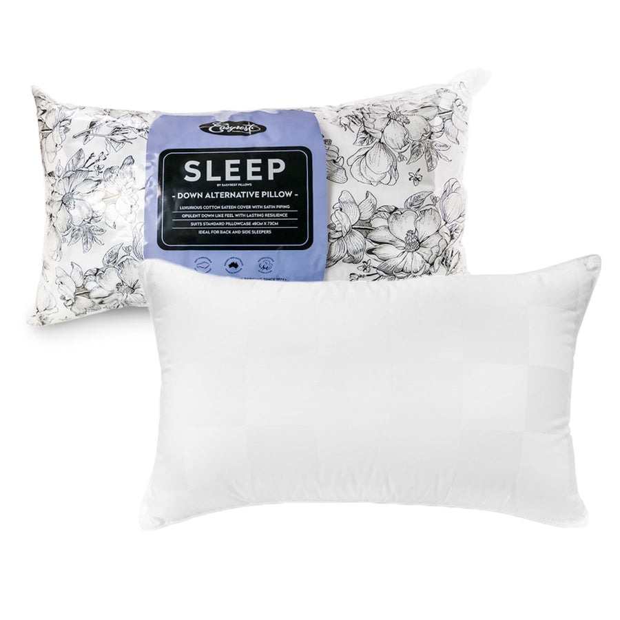Easyrest Sleep Down Alternative Standard Pillow 48 x 73 cm, Cotton Sateen, Back Sleeper - SuperSaverAU - view 1