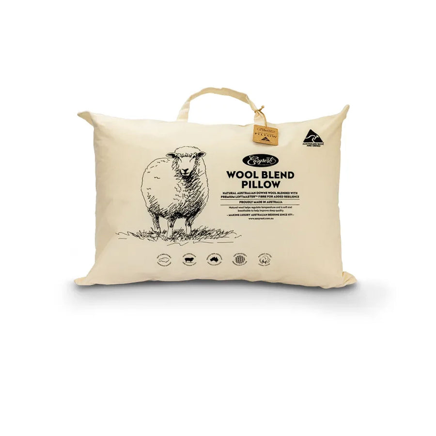 Easyrest Wool Blend Standard Pillow 47 x 72 + 20 cm, Cotton Japara Cover, Australian Made - SuperSaverAU - view 1