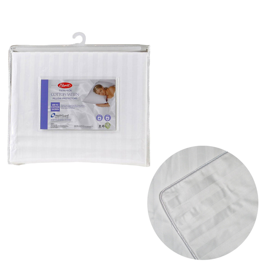 Easyrest 400TC Cotton Sateen Pillow Protectors, 2 Pack, Standard Size, Hypoallergenic - SuperSaverAU - view 1