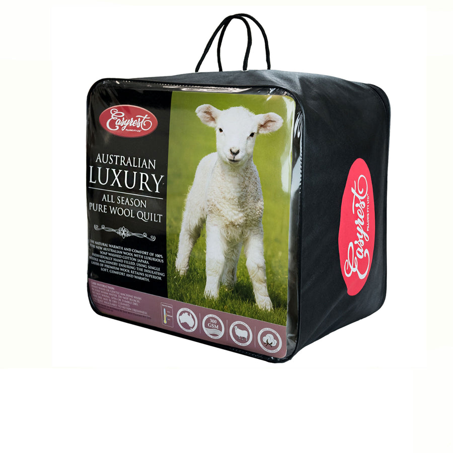 Easyrest 300GSM Australian Wool Quilt King - Hypoallergenic, Breathable, Cotton Cover - SuperSaverAU - view 1