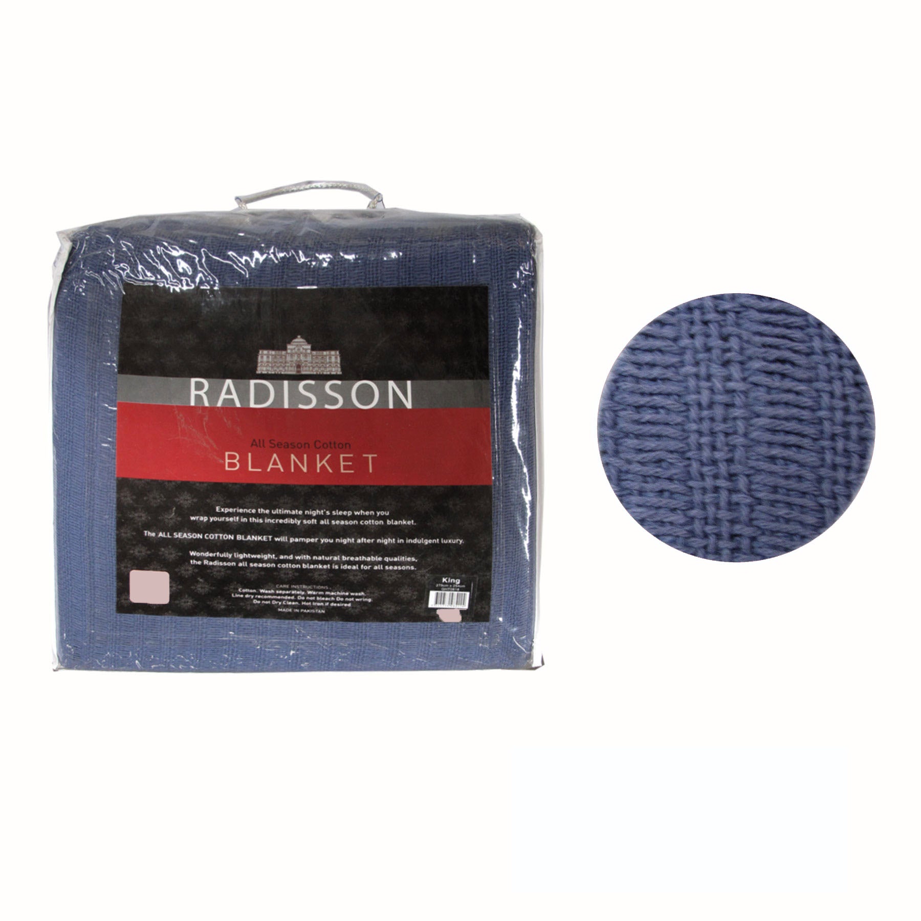 Radisson All Season Cotton Blanket Blue Single - Soft, Multi-Use, Machine Washable - SuperSaverAU - view 1