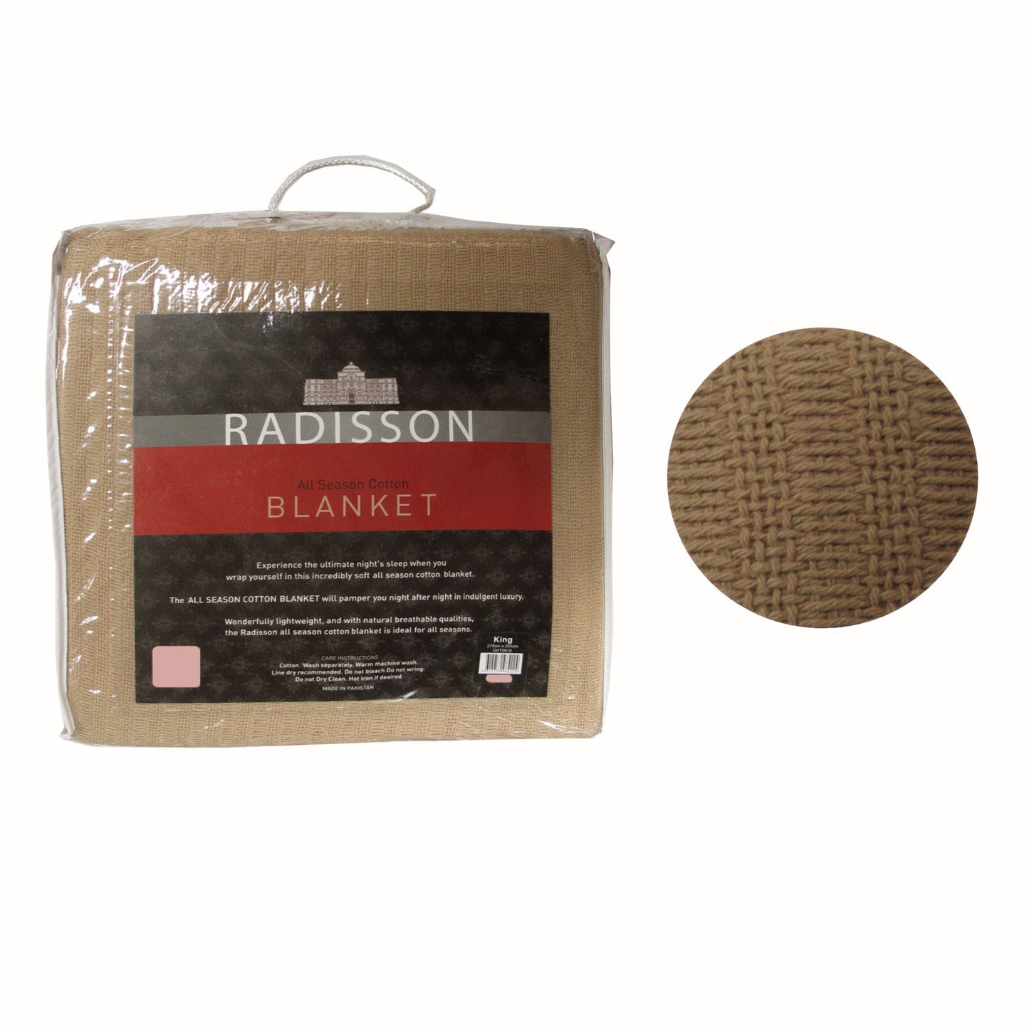 Radisson All Season Cotton Blanket Latte Single - Soft, Multi-Use, Machine Washable