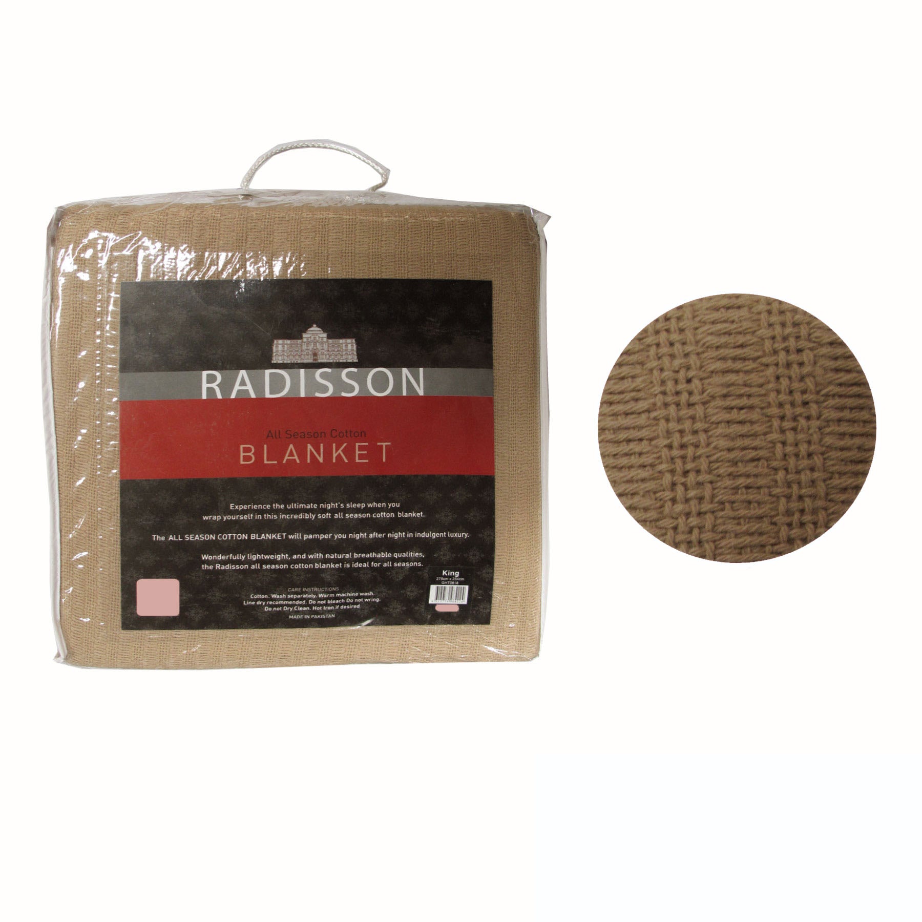 Radisson All Season Cotton Blanket Latte Single - Soft, Multi-Use, Machine Washable - SuperSaverAU - view 1