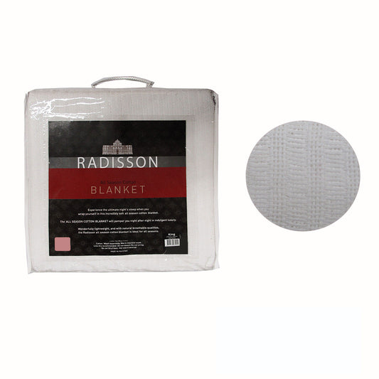 Radisson All Season Cotton Blanket White Single - Soft, Multi-use, Machine Washable